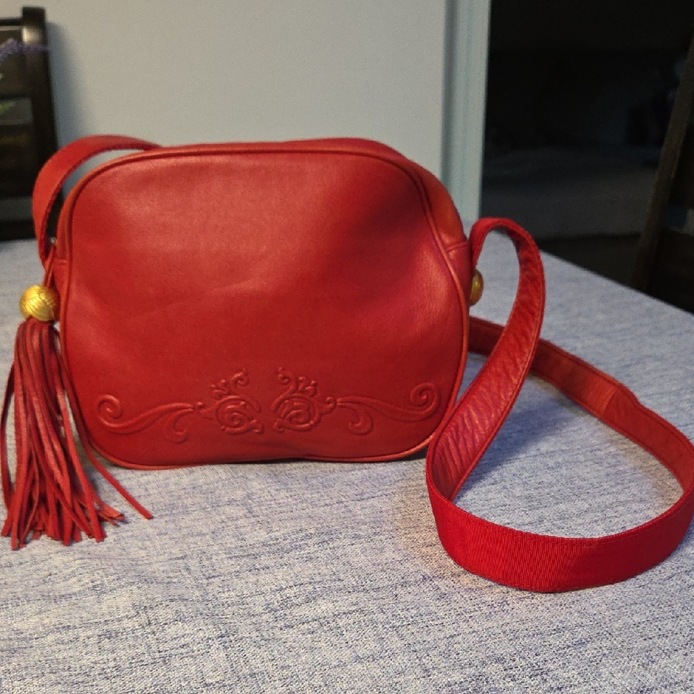 Etienne Aigner Red Crossbody Bag with Tassel